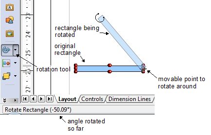 Rotating an object in Open Office Draw.