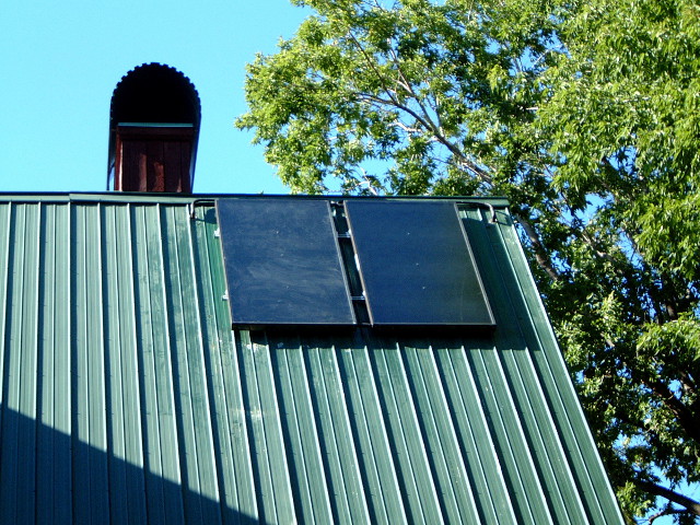 Commercial Enerworks solar hot water heater panels.