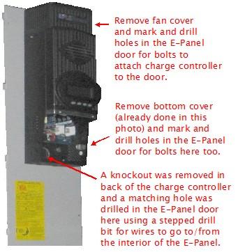 Attaching charge controller to E-Panel door.