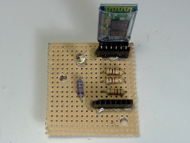 HC-05 on circuit board - top view.