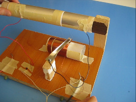 Crystal radio with tuning coil.