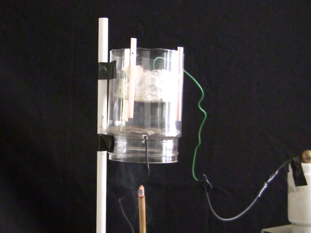 The smoke during measuring the voltage for the smoke precipitator.