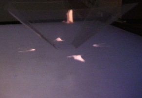 One side of the flying pterodactyl hologram.