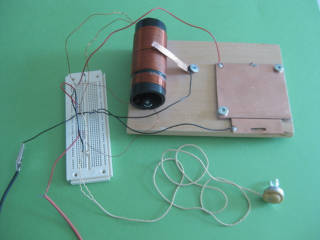 A homemade crystal radio.