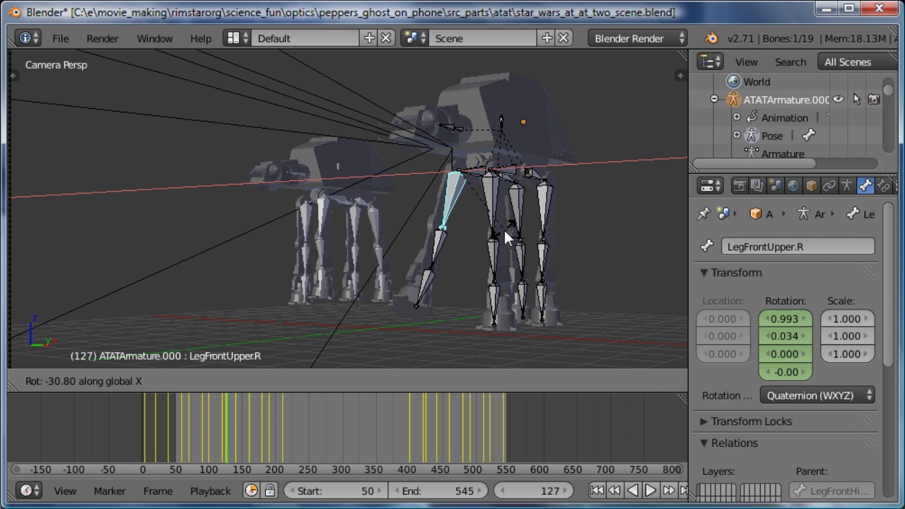 Animating Star Wars AT-AT Imperial Walkers in Blender.
