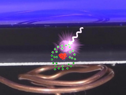 Photon transfering energy to the atom to demonstrate the photoelectric effect.
