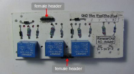 Radio control receiver to arduino converter board - front.