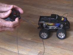 RC toy truck and controller.