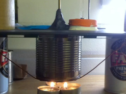 Heating the displacer chamber for the Stirling engine.