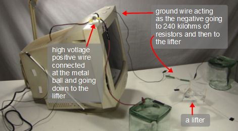 Flying a lifter using the PC monitor high voltage power supply.