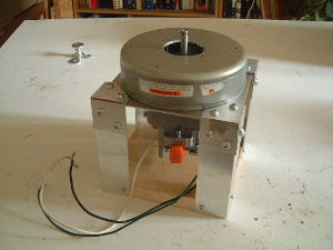 The completed all aluminium support with vacuum cleaner motor in place.