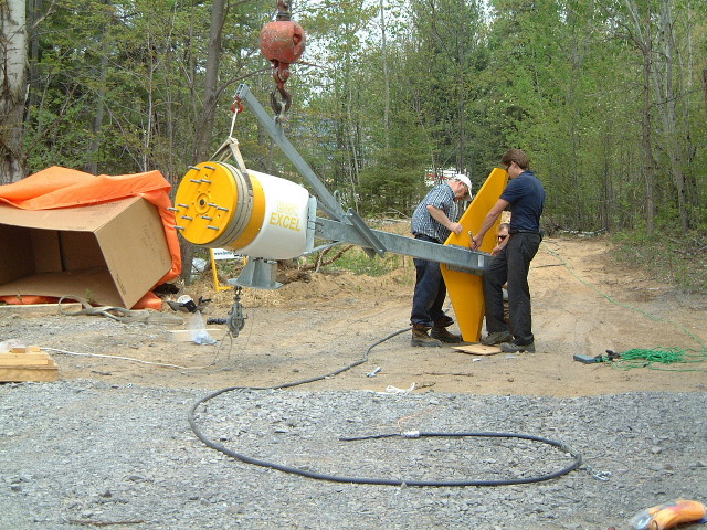 Preparing the wind turbine's tail.