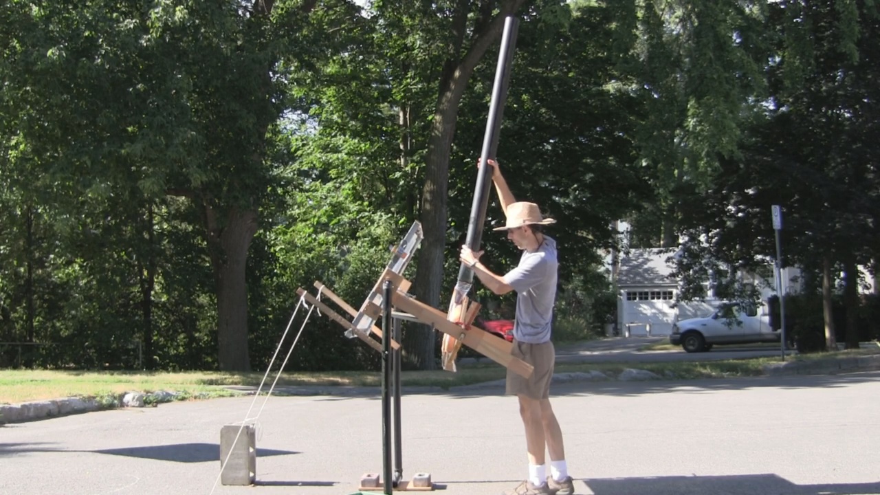 Mini solar tower (v7) with Fresnel lens.