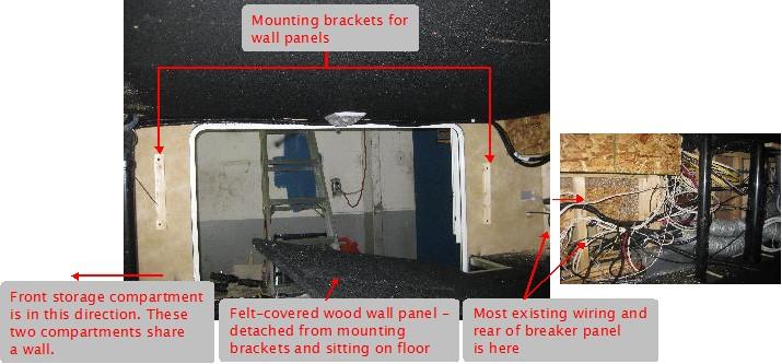 Side storage compartment in the motor home.