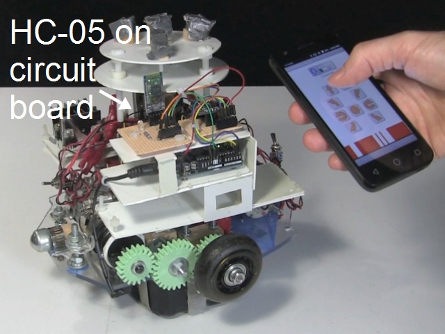 HC-05 Bluetooth board on a circuit board on the BB-8's drive system.