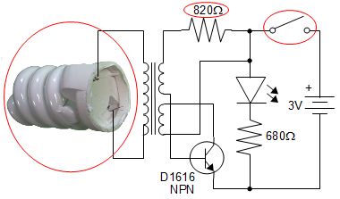 Electric fly swatter powering a CFL schematic.