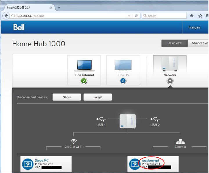 Router network information.