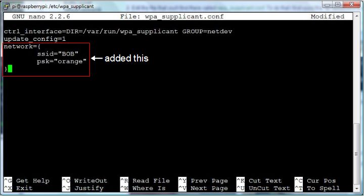 Adding wireless network information to the interfaces file.