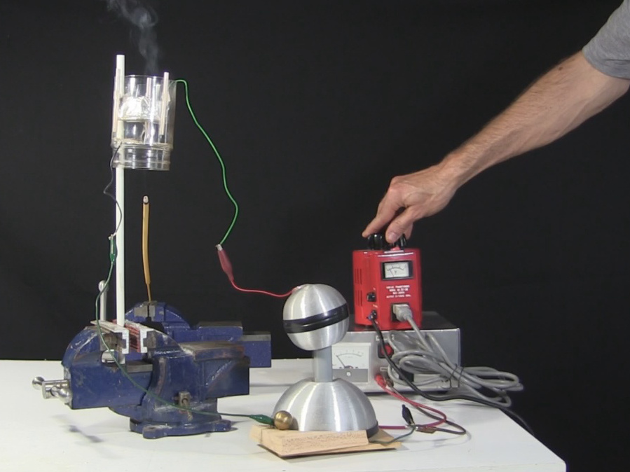 My small Van de Graaff generator with the smoke precipitator.