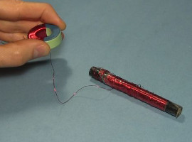 Toroid core and winding stick for making joule thief coil.