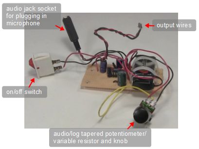 Homemade amplifier circuit before putting in a box.