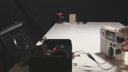 Laser communicator and photoresistor circuit on the table.