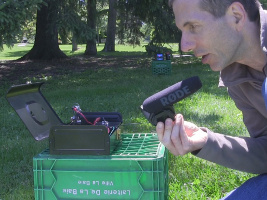 Homemade amplifier used in a laser communicator.