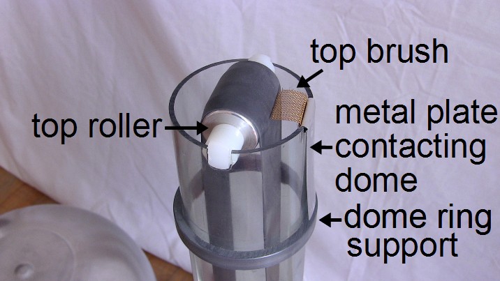 Van de Graaff generator's top roller, brush, ...