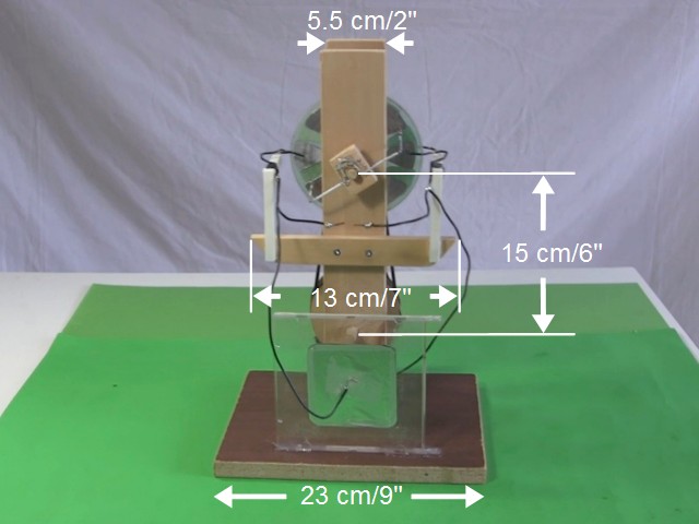 CD Wimshurst machine dimensions - front view.