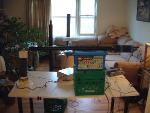 View of complete test setup including high voltage power
supply and high voltage probe.