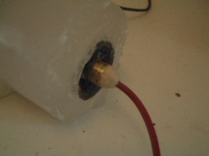 The new wooden endcap on the inner electrode of the
electric field thruster.